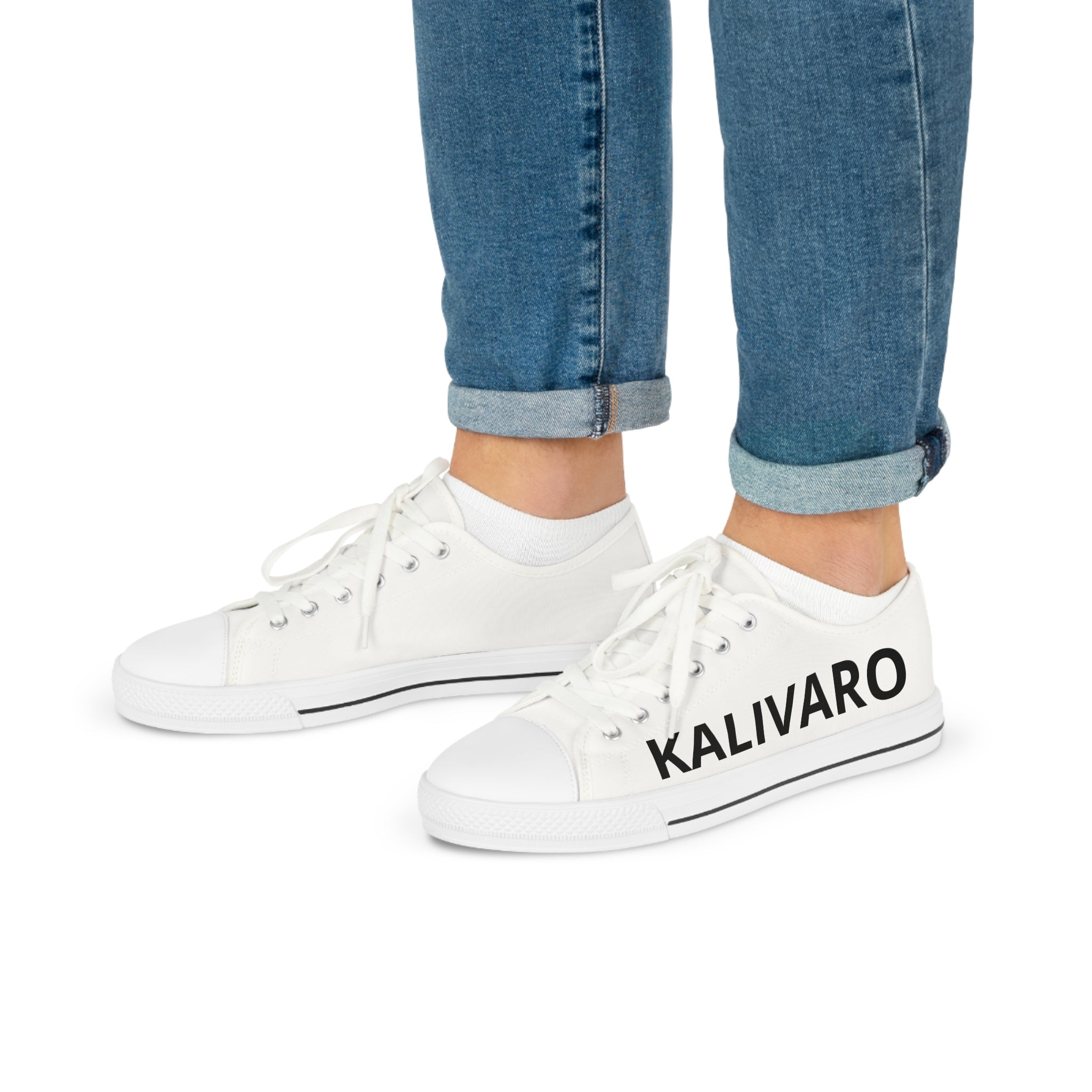 White Low Top Sneakers — Customizable Minimalist Canvas Shoes for Men