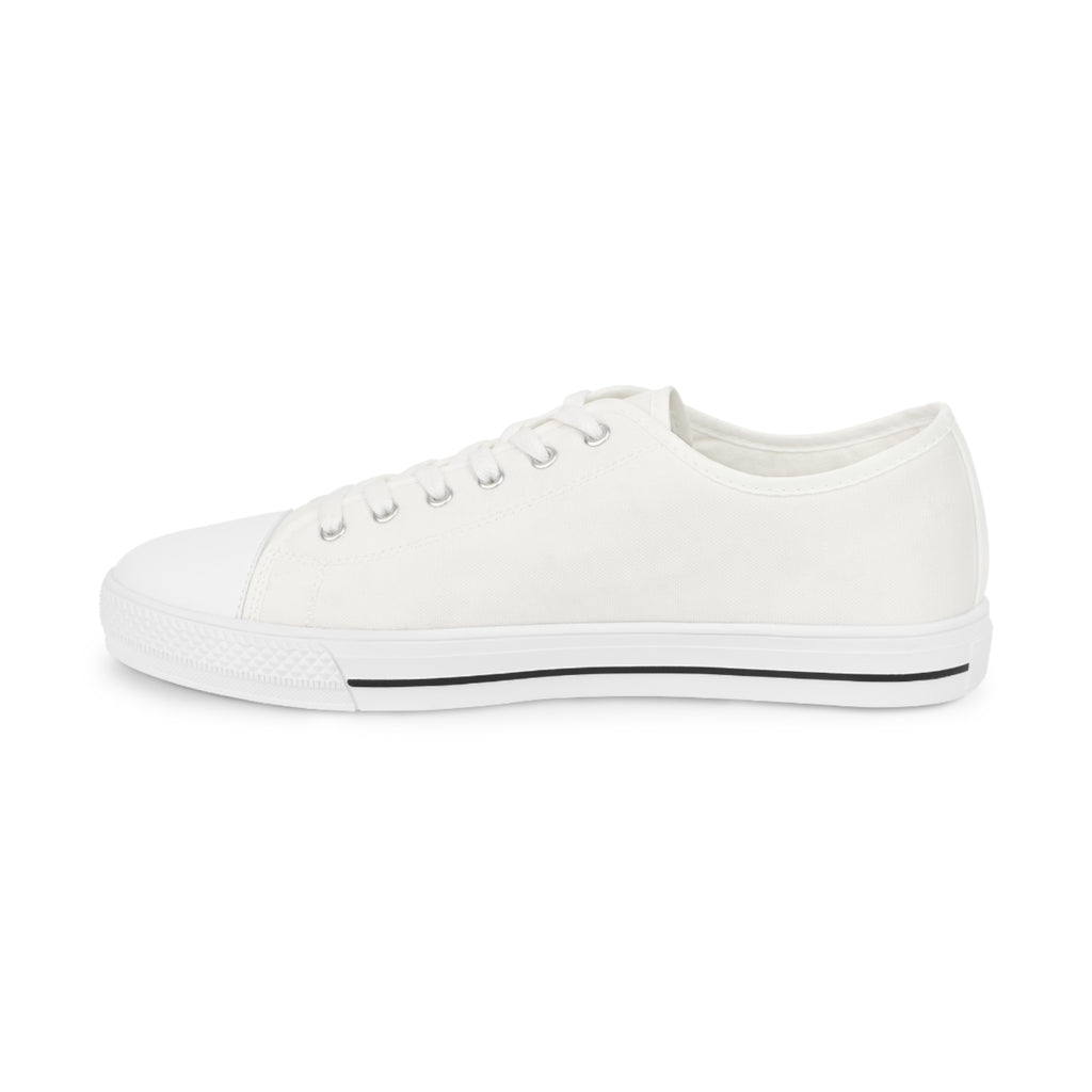 White Low Top Sneakers — Customizable Minimalist Canvas Shoes for Men
