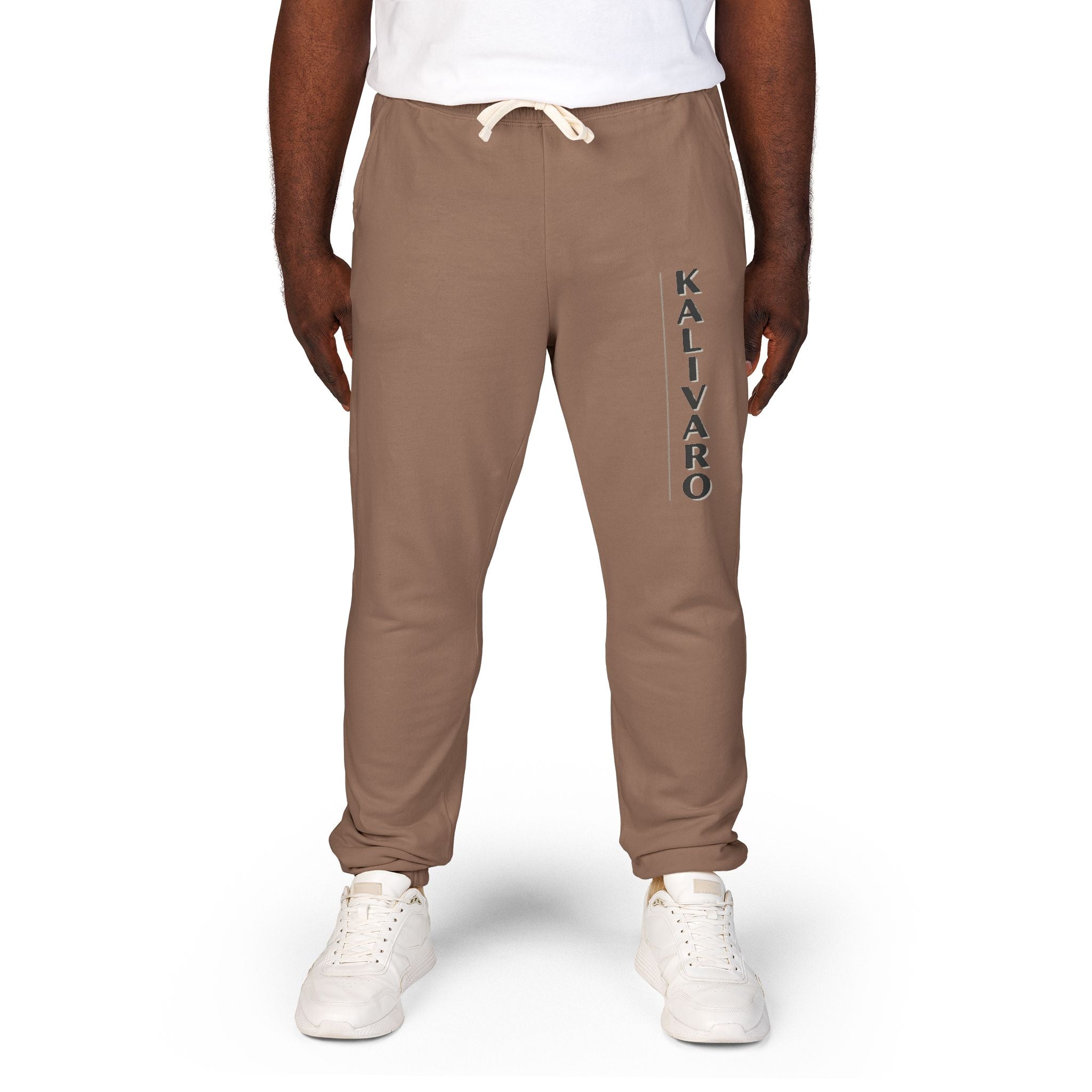 Kallivaro Vertical Logo Sweatpants — Garment-Dyed Fleece Joggers