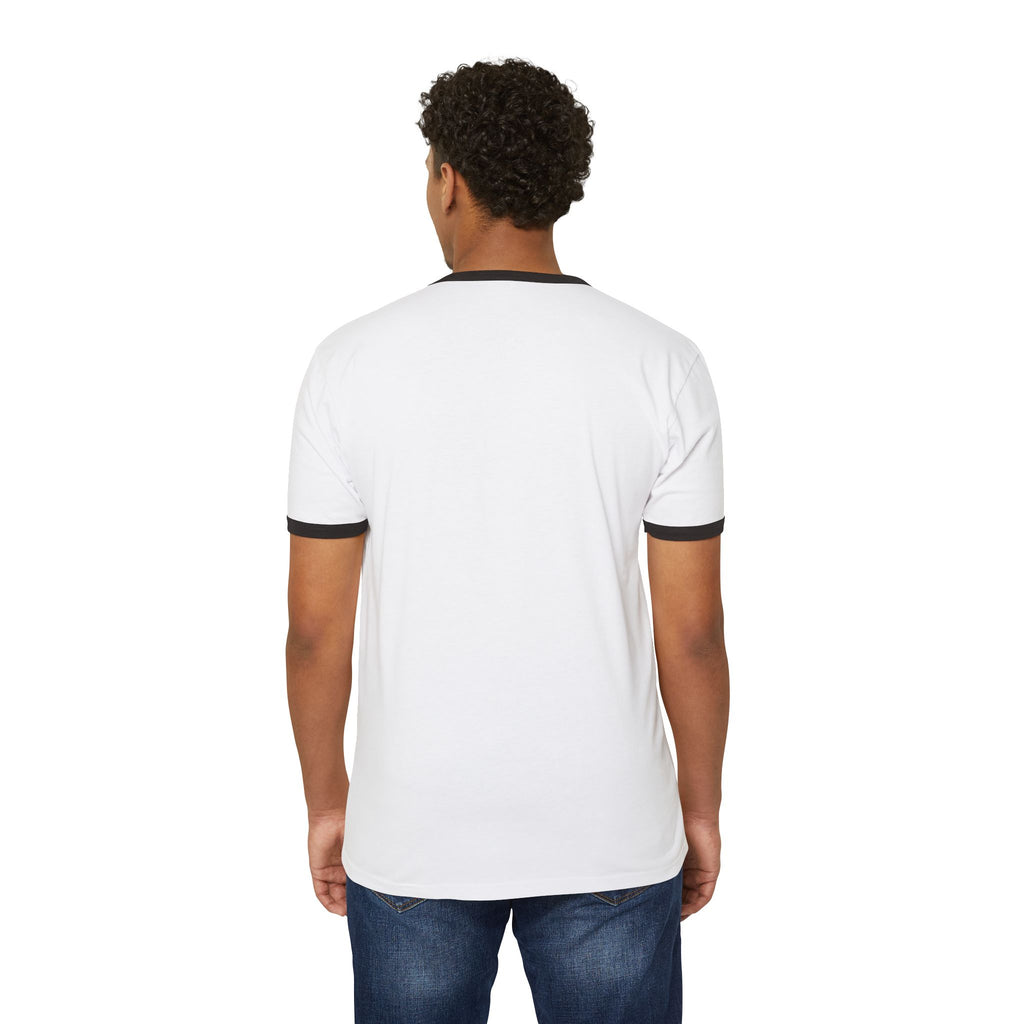 Retro Memphis Geometric Ringer Tee — 80s Neon Shapes T-Shirt
