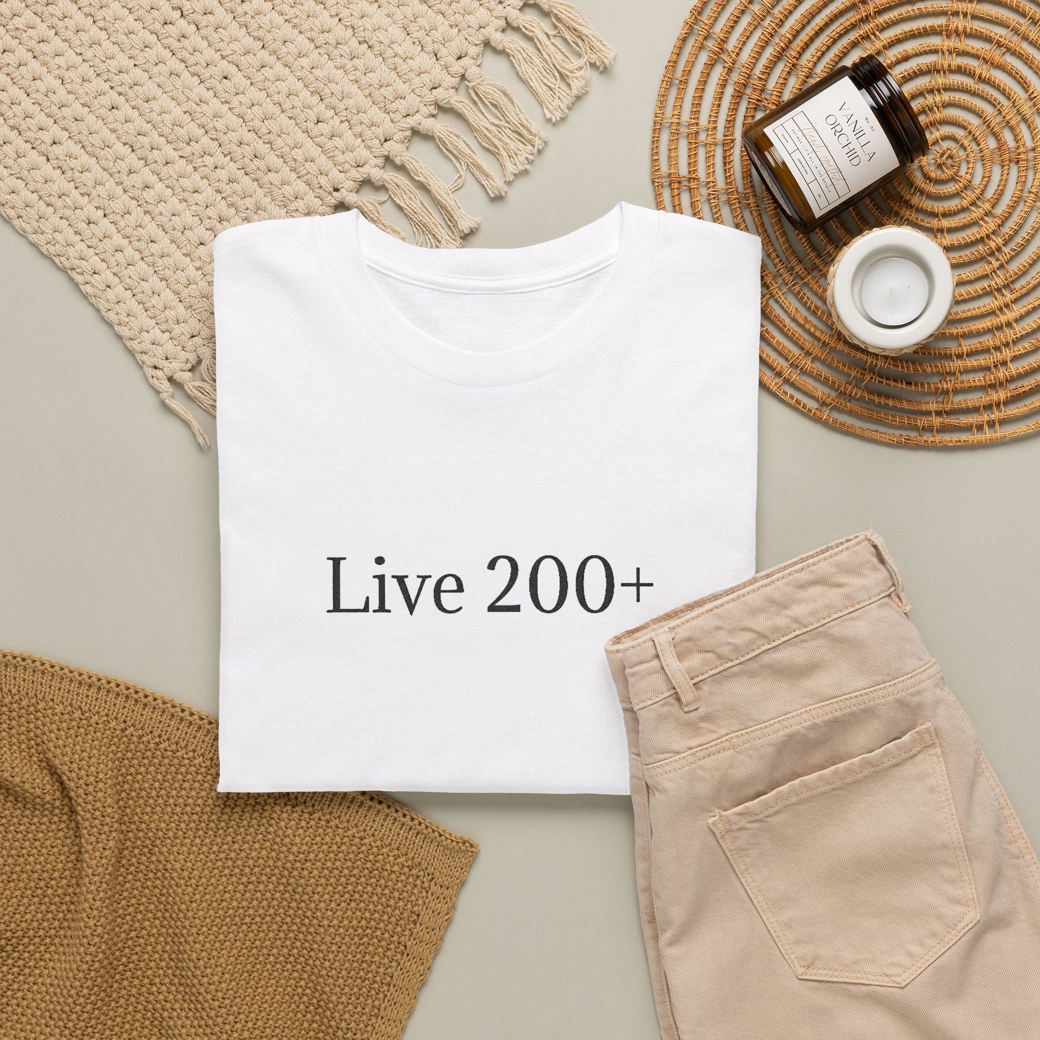 Live 200+ Premium T-Shirt — Minimalist Motivation Tee