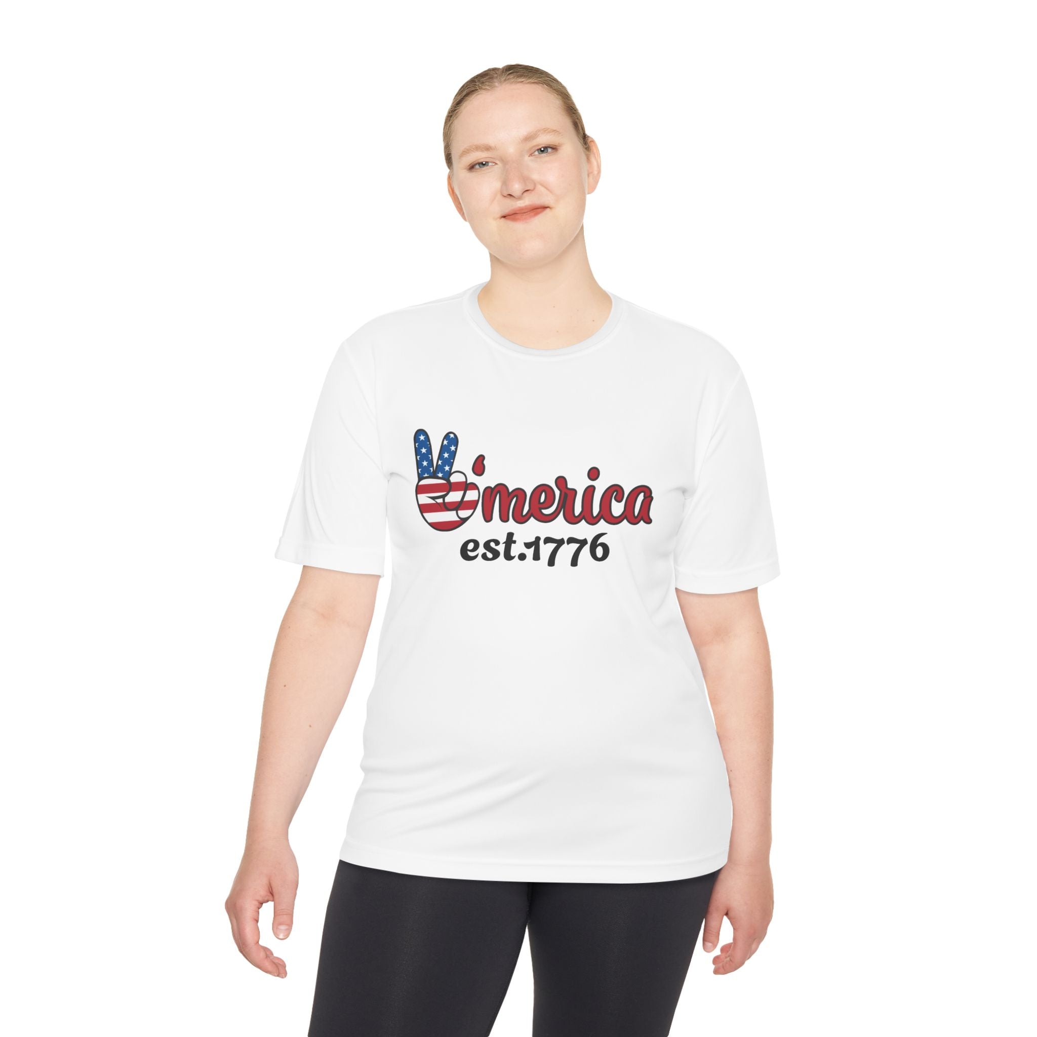 'Merica Peace Sign Tee – Patriotic USA Est. 1776 Moisture-Wicking Shirt