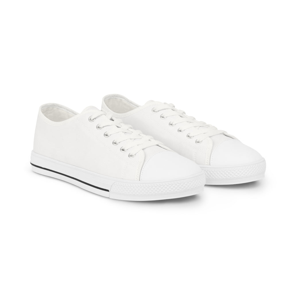 White Low Top Sneakers — Customizable Minimalist Canvas Shoes for Men