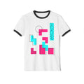 Retro Memphis Geometric Ringer Tee — 80s Neon Shapes T-Shirt
