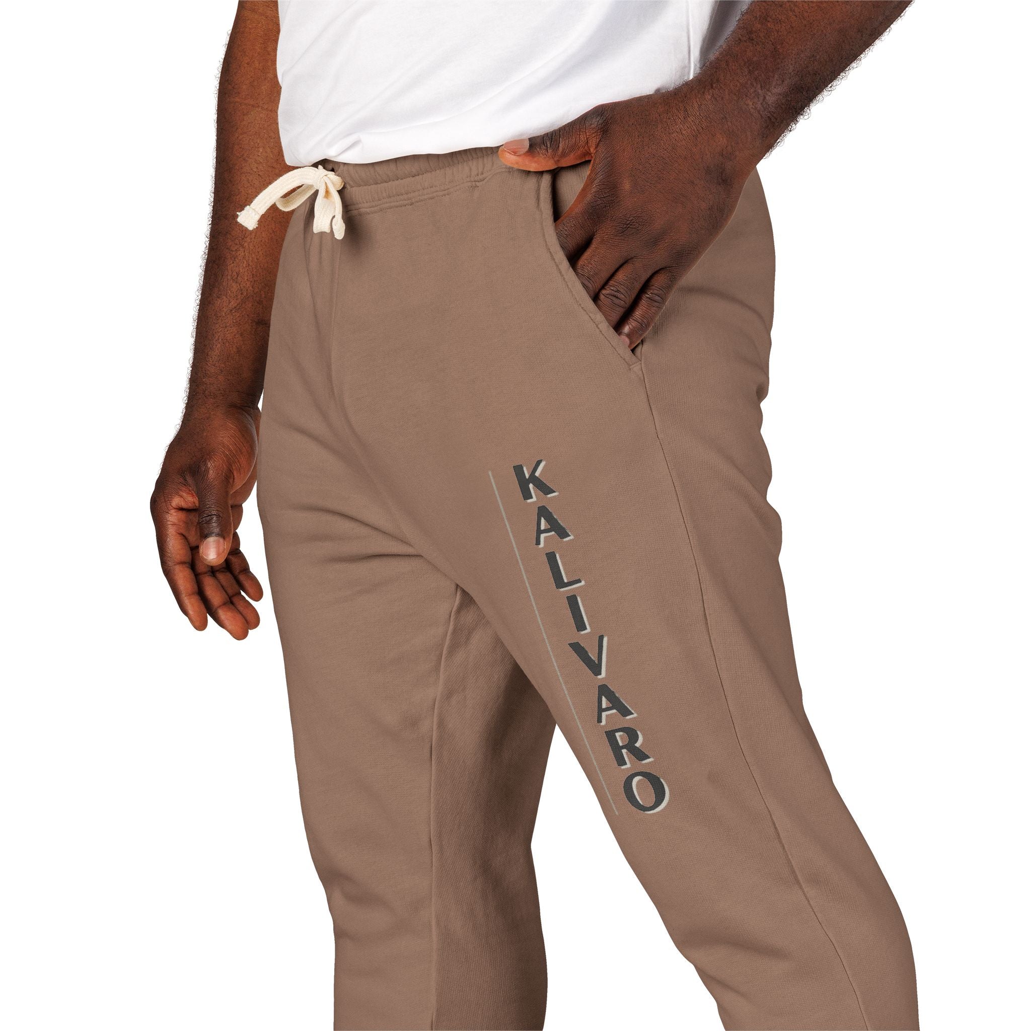 Kallivaro Vertical Logo Sweatpants — Garment-Dyed Fleece Joggers