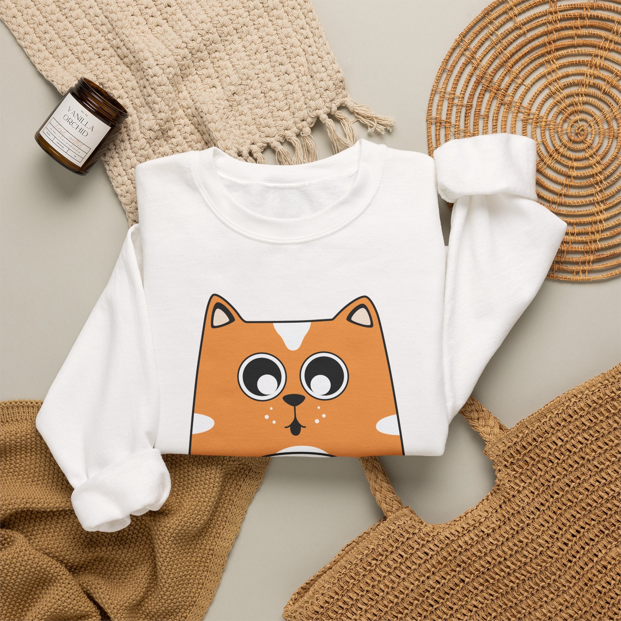 Cat with Coffee Crewneck Sweatshirt