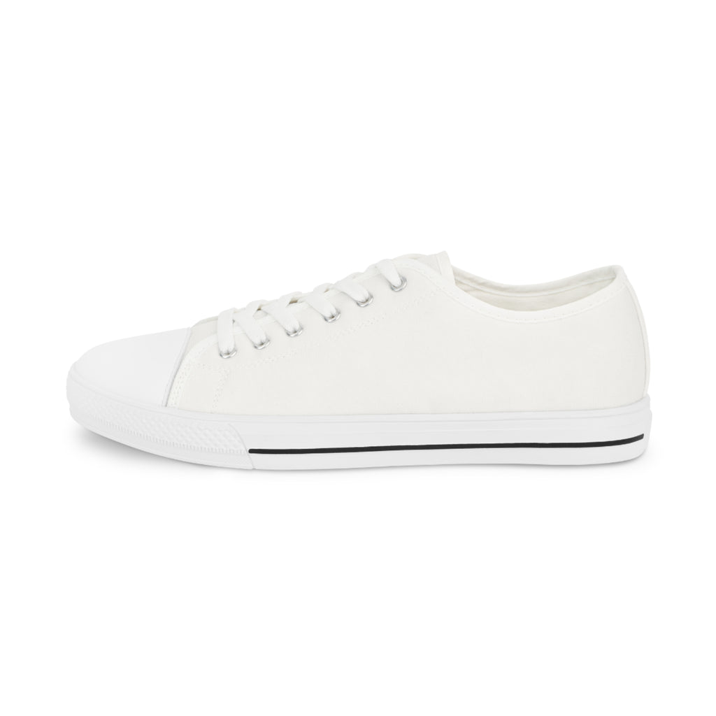 Men's Low Top White Canvas Sneakers — Classic Casual Everyday Shoes