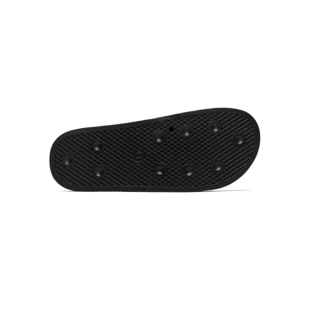 KALIVARO Classic Men’s Slide Sandals — Black Footbed, White Logo Strap