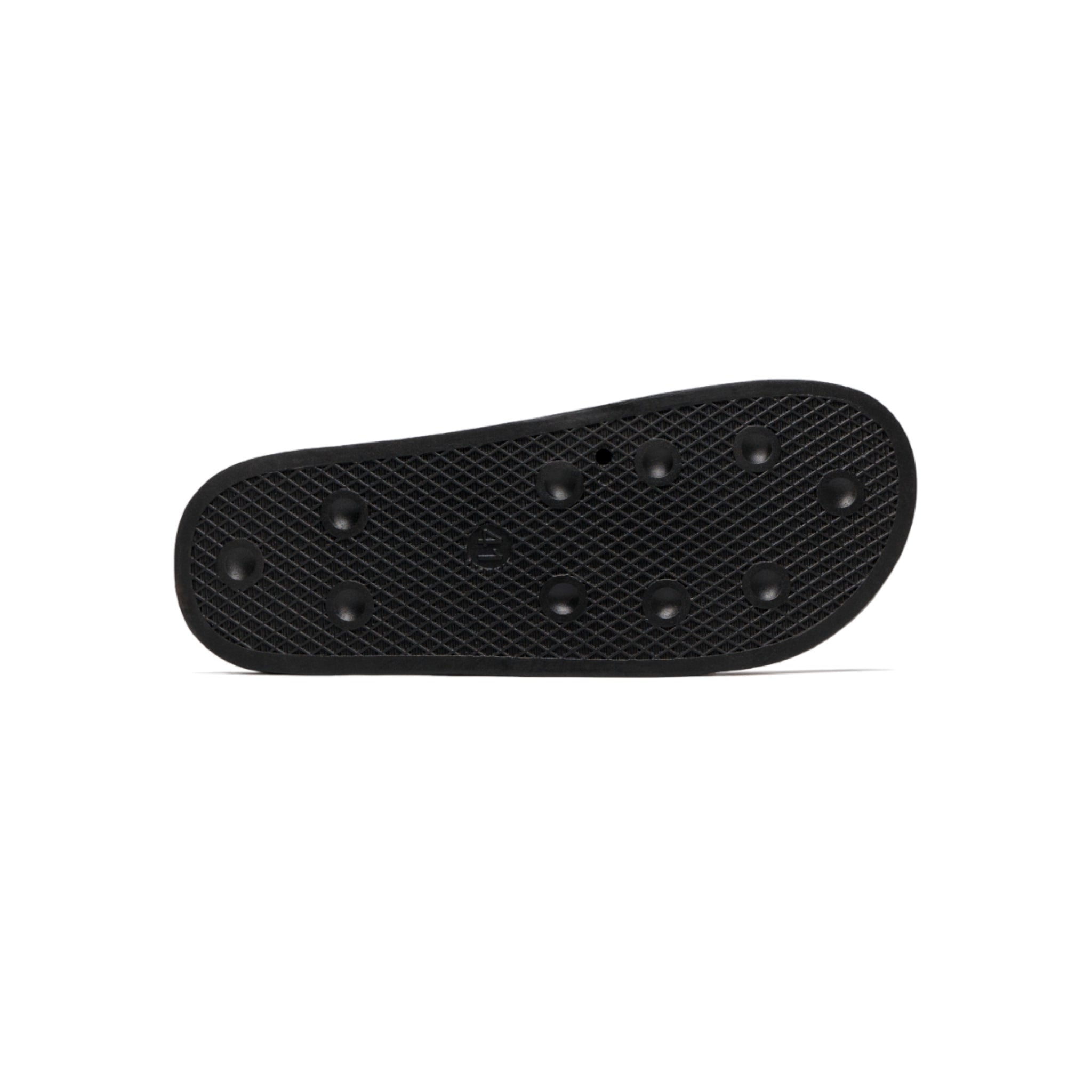 KALIVARO Classic Men’s Slide Sandals — Black Footbed, White Logo Strap