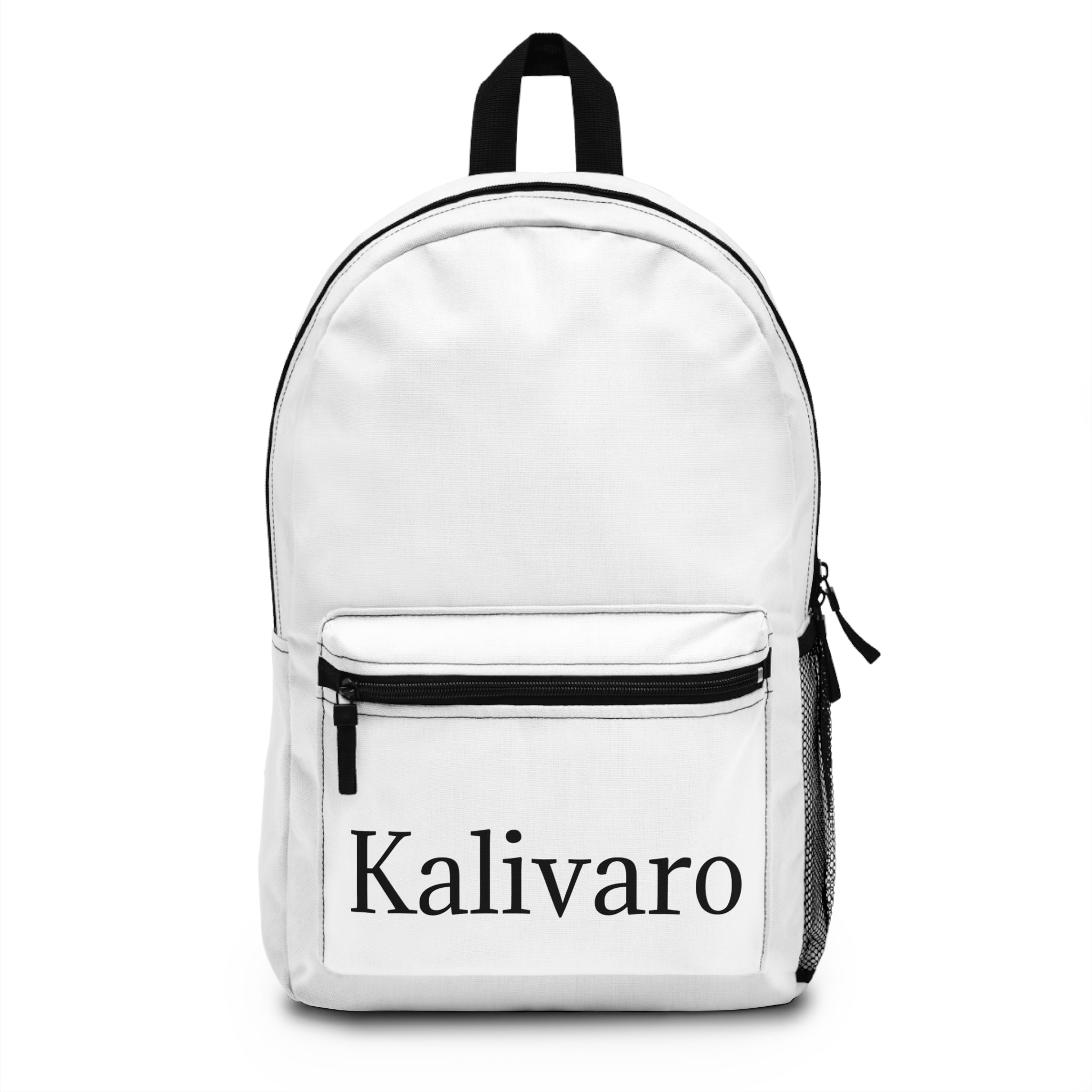Kalivaro Minimalist Name Print Backpack — Personalized White Everyday Backpack