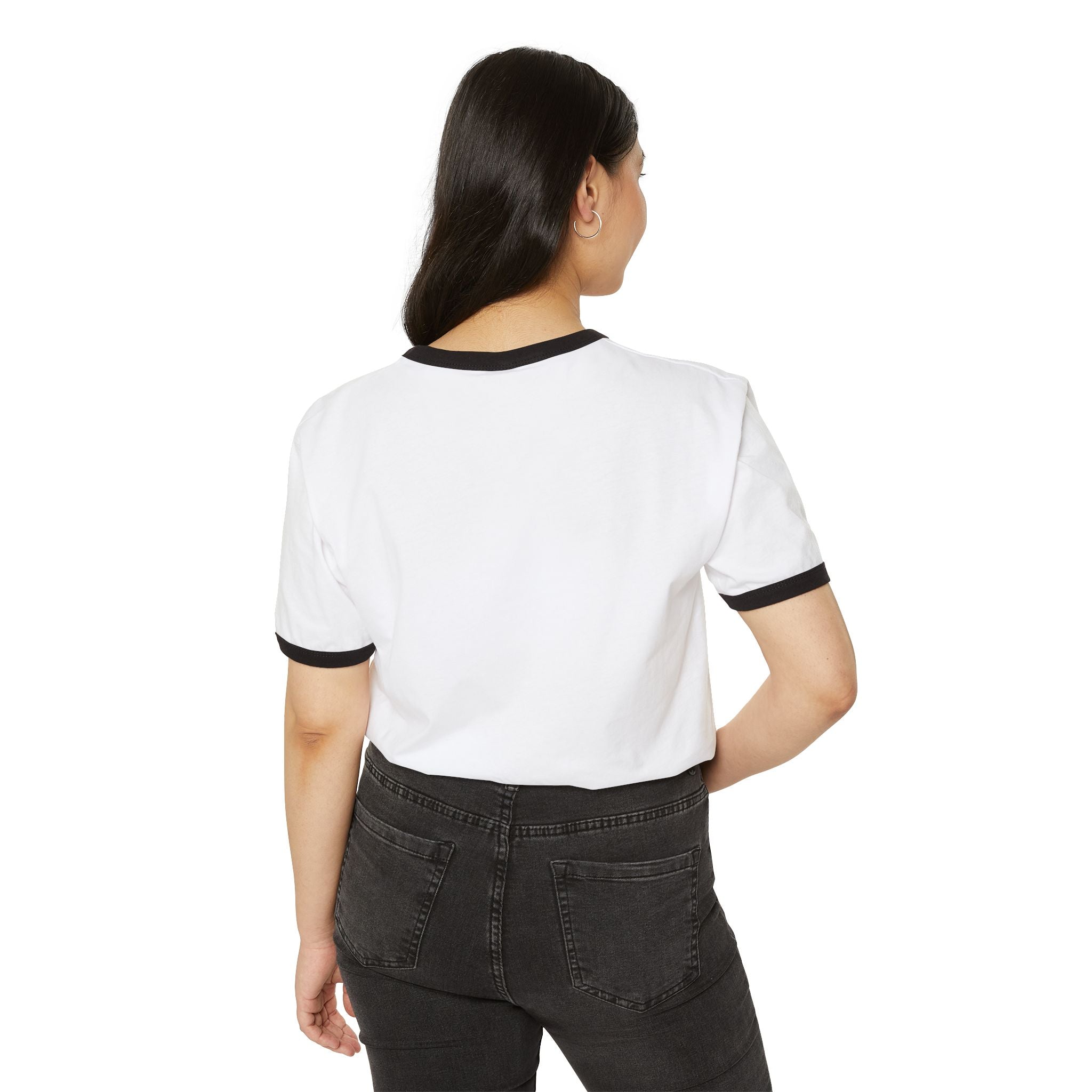 Retro Memphis Geometric Ringer Tee — 80s Neon Shapes T-Shirt