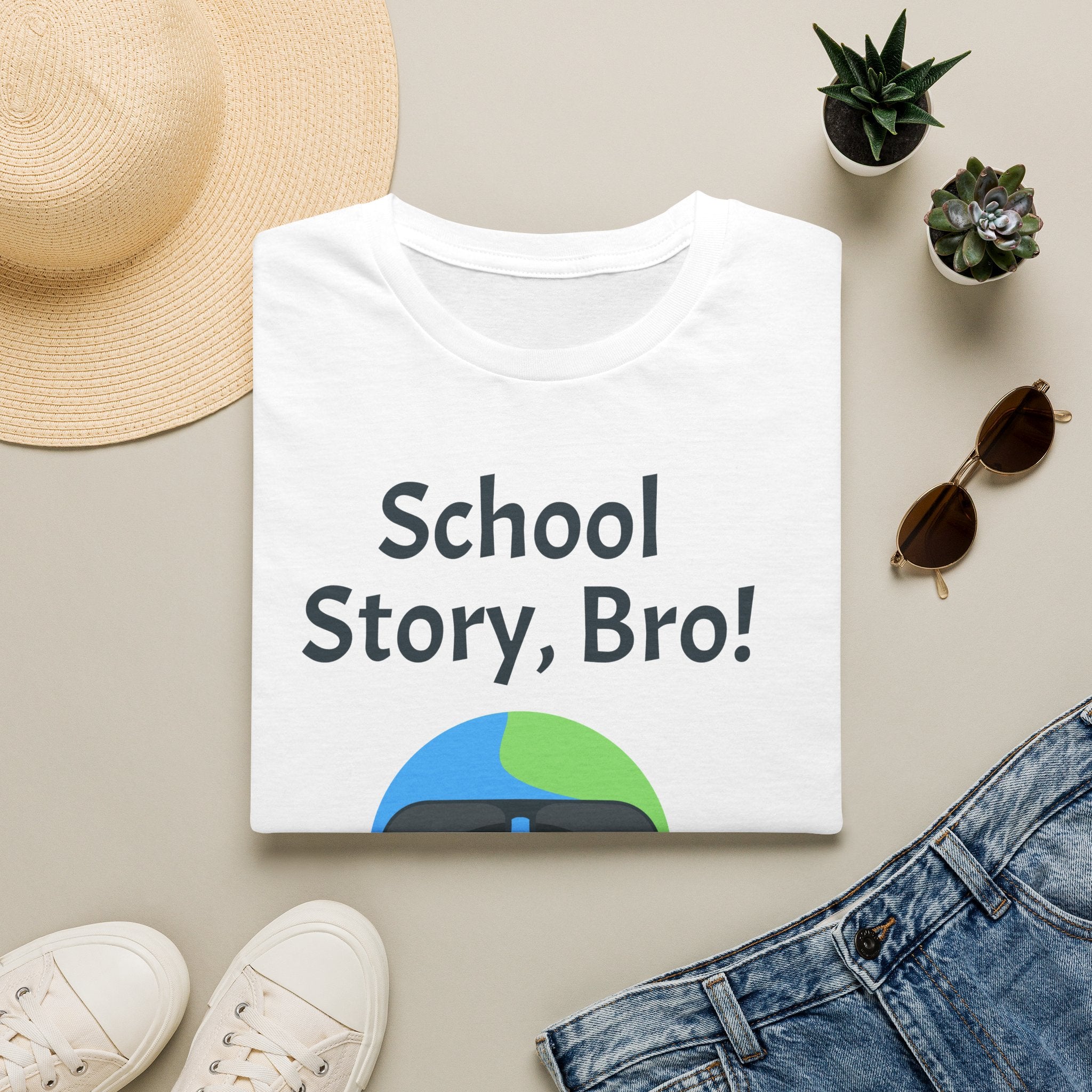 School Story, Bro! T-Shirt — Funny Earth Cartoon Back-to-School Tee