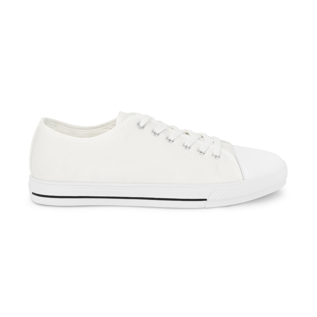 White Low Top Sneakers — Customizable Minimalist Canvas Shoes for Men