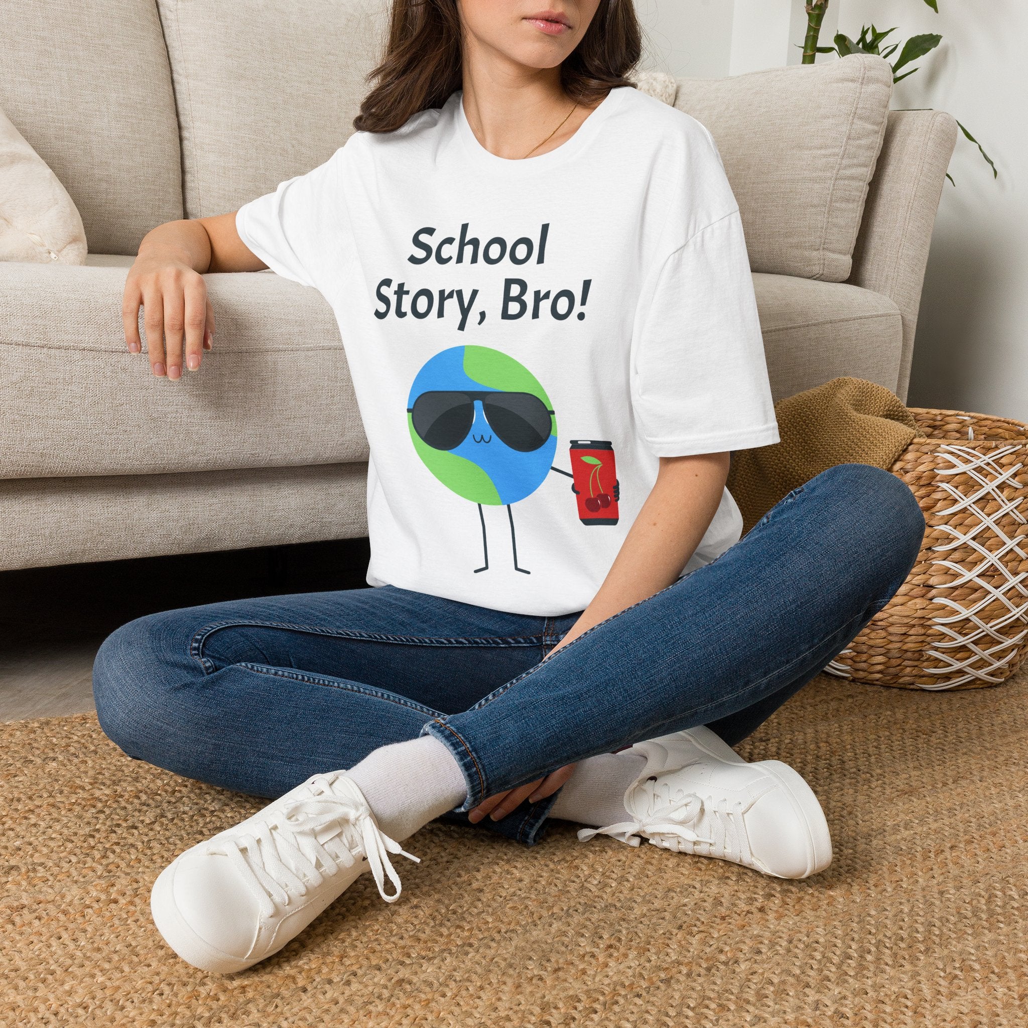 School Story, Bro! T-Shirt — Funny Earth Cartoon Back-to-School Tee