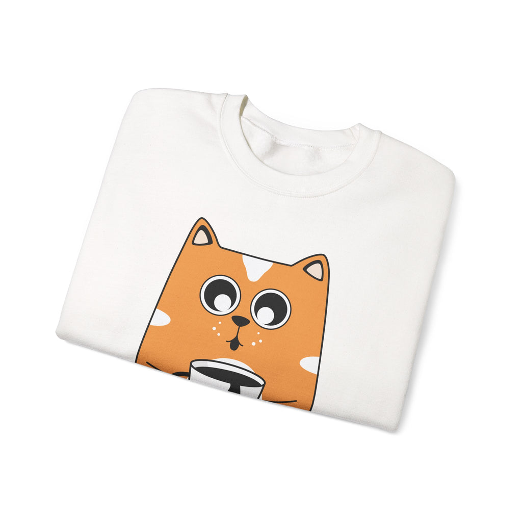 Cat with Coffee Crewneck Sweatshirt